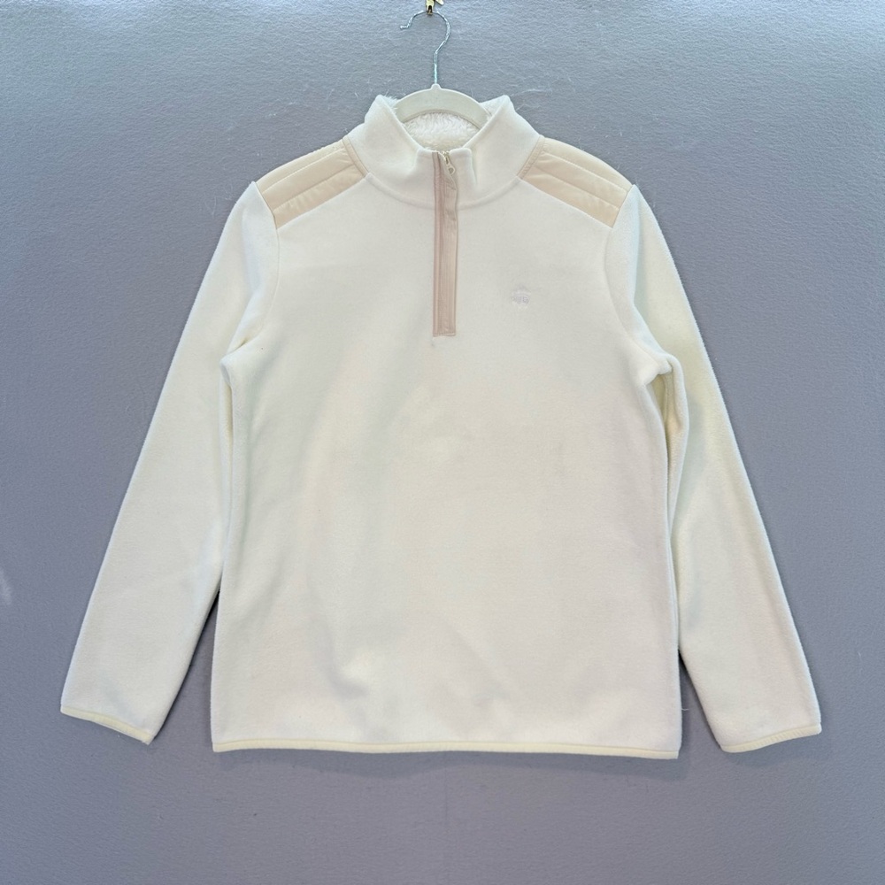Brooks Brothers - Men’s Ivory 1/4 Zip fleece pullover sweater high neck top SZ M